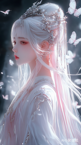 Dynamic Anime Portrait of Beautiful Chinese Girl with Butterflies