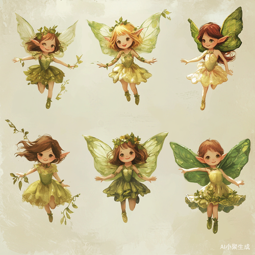 花园里可爱女性小精灵的飞翔