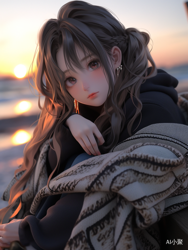 甜美少女侧脸3D动漫风格高清插图