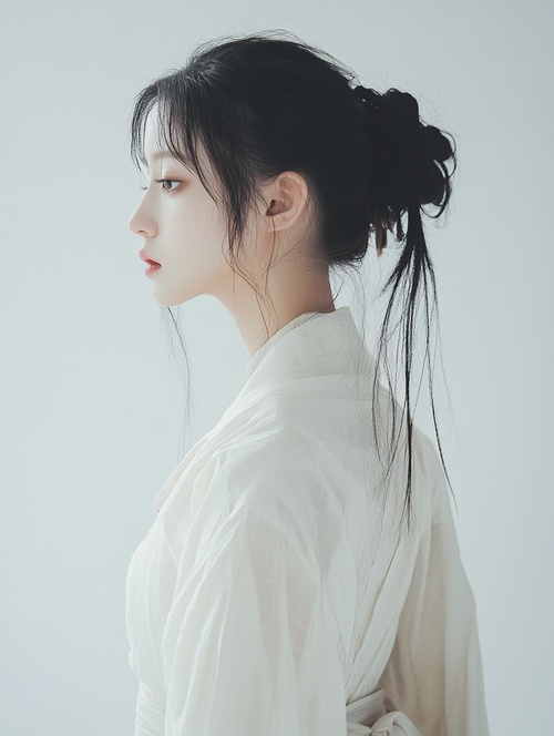 An elegant woman wearing a Hanfu Pony skirt, with studio shooting style, artistic photography, large aperture, background blurring, 64k ultra high definition resolution, and the highest image quality v 6.0 style raw ar 9:16