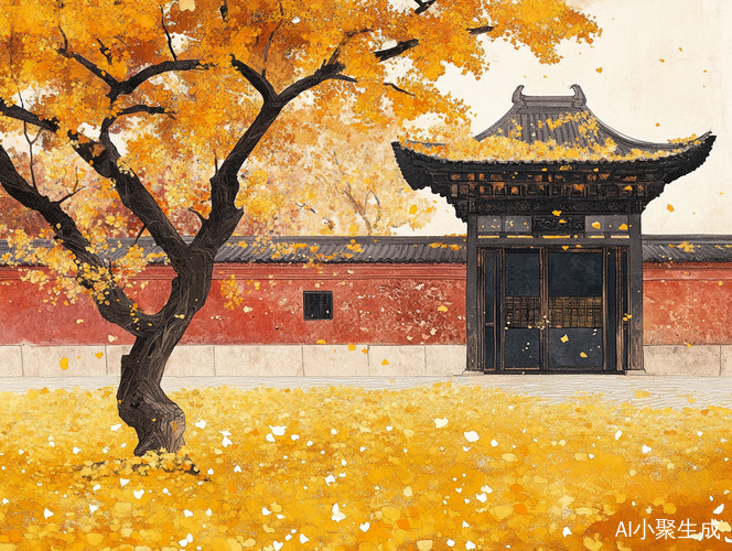 田边桂花树繁花盛开香气四溢落叶铺金黄地毯