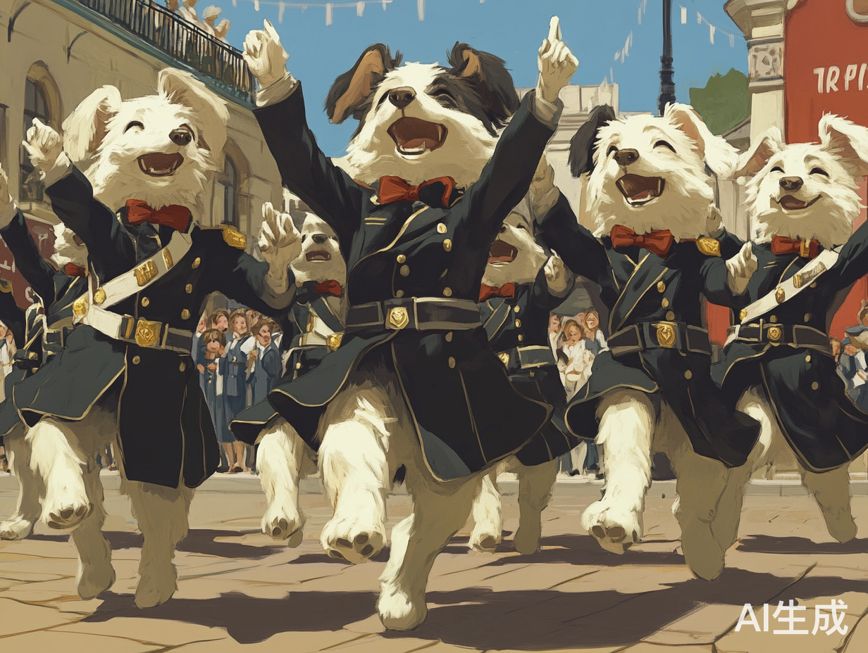 小狗军装广场舞表演