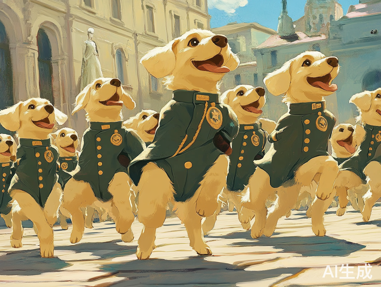 小狗军装广场舞表演