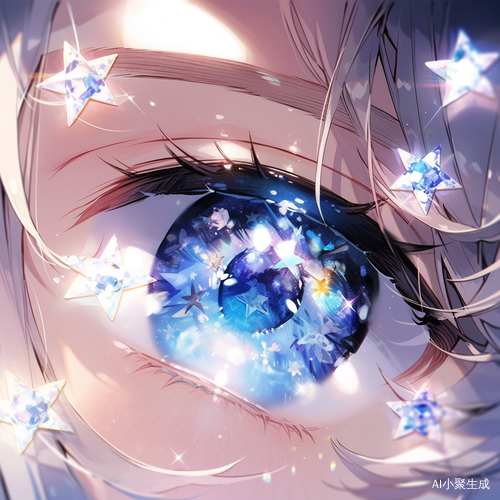淡青色四芒星眼睛如星辰般闪烁