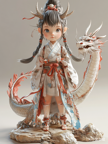 可爱Q版小龙女吉福祝福形象