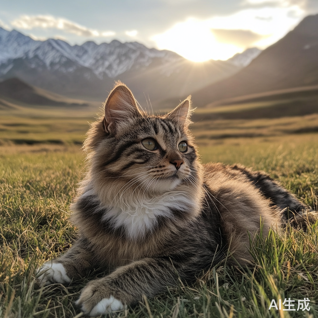 阳光下的猫与帕米尔高原的静谧