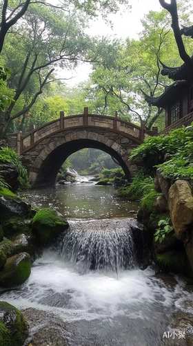 仙山古庙小桥流水的宜人仙境