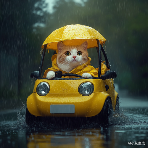 貓咪雨中騎電動車送外賣的故事
