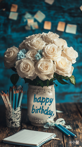 Elegant White Roses and Birthday Wishes for a Warm Atmosphere