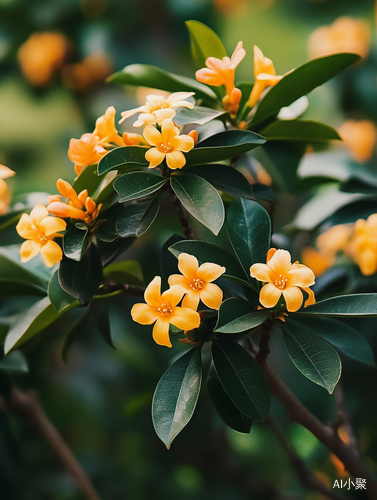 Ultra High Definition Photography of Osmanthus Trees with Vibrant Orange Flowers