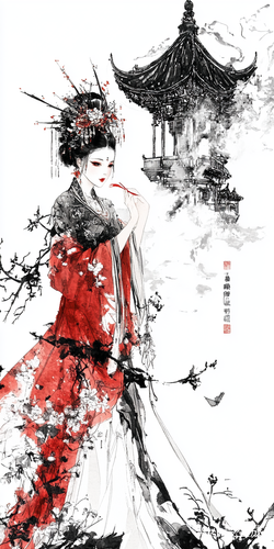 16K Chinese Scenic Photography on White Background