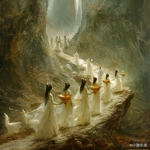 雪白九尾灵狐金碗奇幻仙境的震撼场景