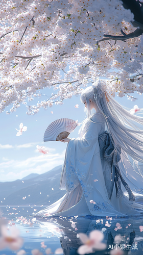 神里绫华在樱花树下的优雅与神秘