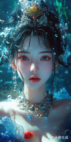 优雅女子在海底世界的8K超高清超现实杰作