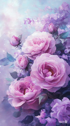 Stunning Pink and Purple Rose Painting in Soft Dreamy Tones