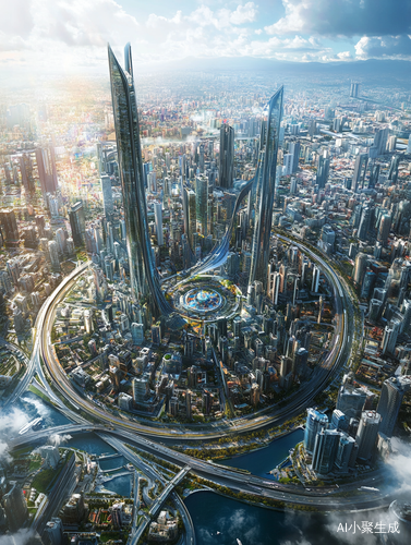 Captivating Aerial View of a Modern Vibrant Cityscape