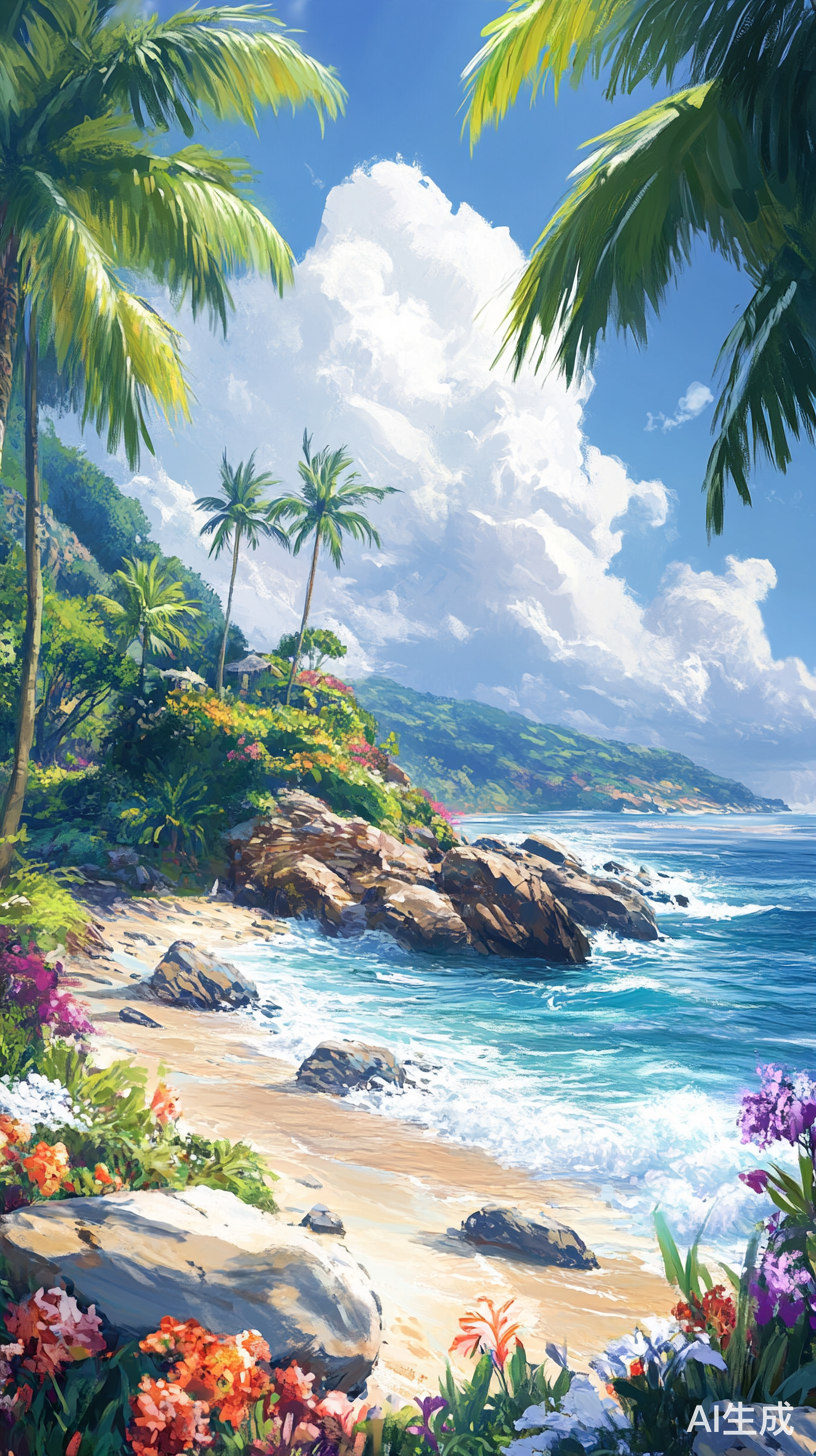 海边治愈系风景清澈海水与五彩石头