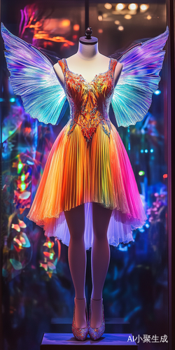 梦幻水晶之恋国风礼服展览百褶裙与灯光交织的未来现实