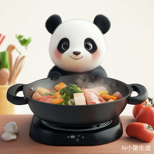 会炒菜的可爱小熊猫