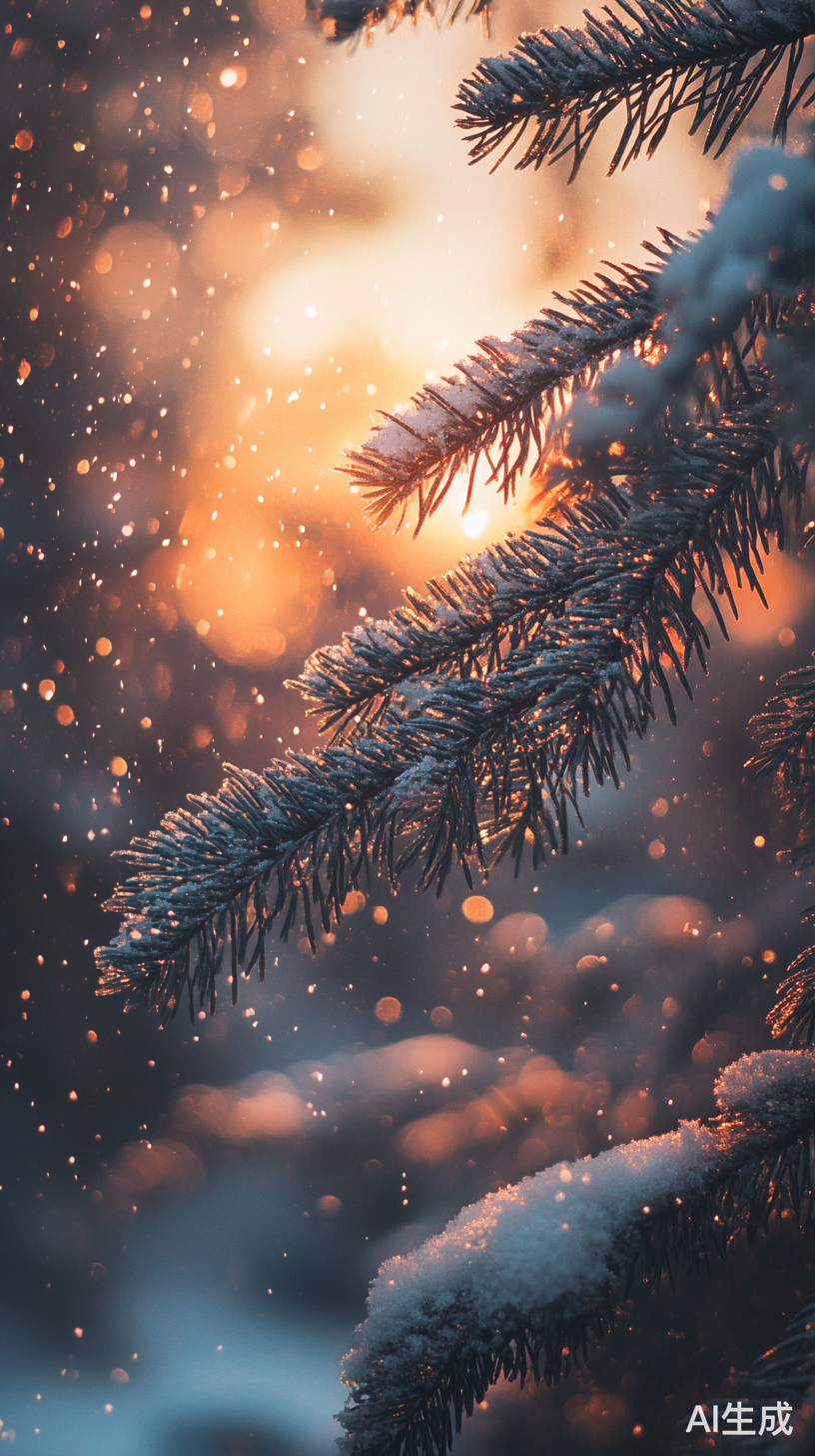 冬季黄昏夕阳余晖温暖大地