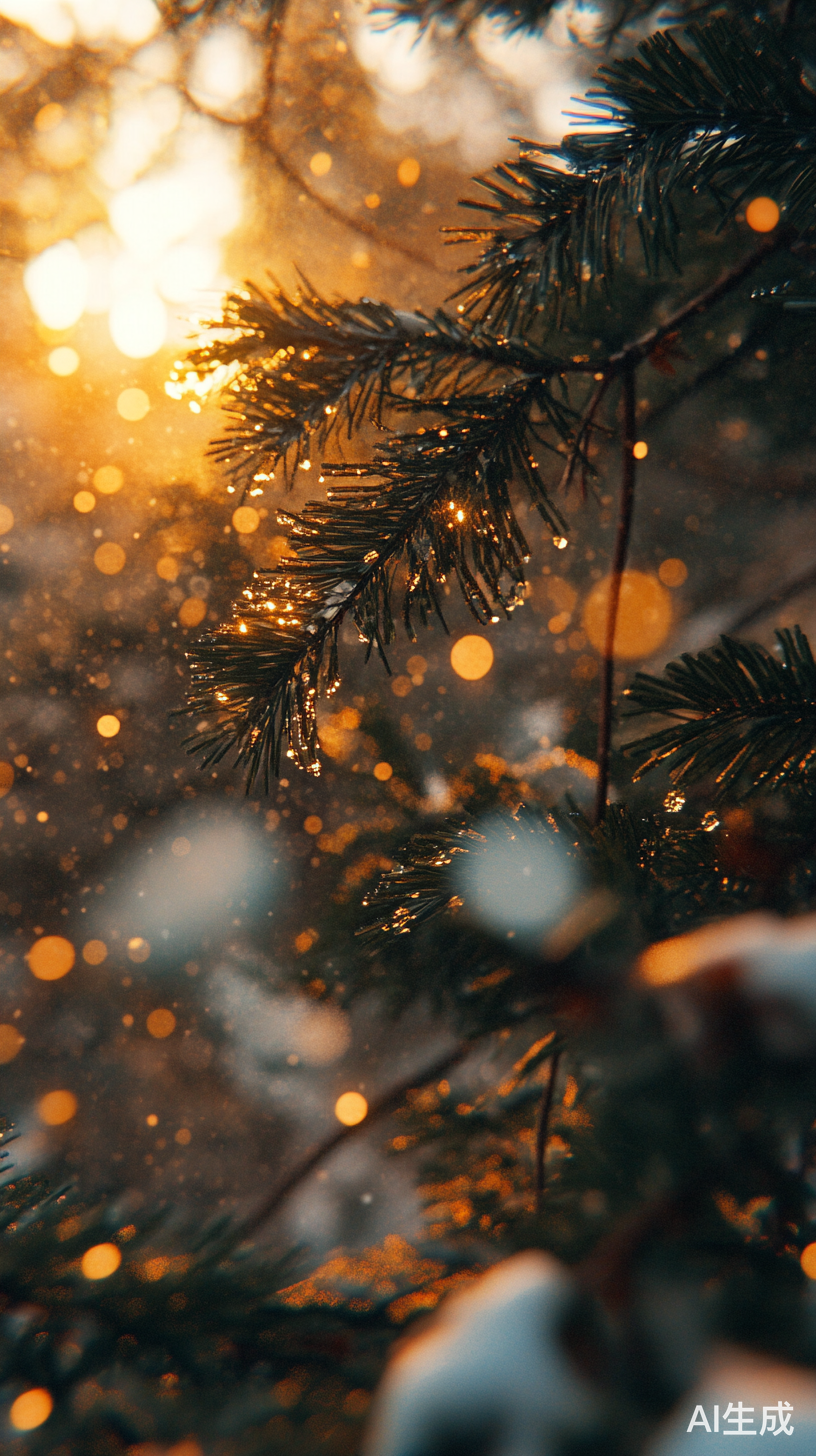 冬季黄昏夕阳余晖温暖大地