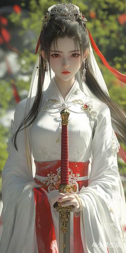Gushan Royal Sister in Red and White with Chinese Sword Comics Style