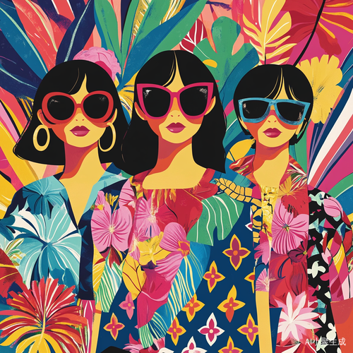 Three Confident Women in Louis Vuitton Fashion Illustration