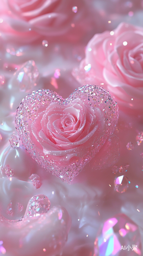 Dreamy Pink Roses and Hearts Moving Wallpaper with Sparkling Stars