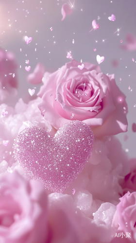 Dreamy Pink Roses and Hearts Moving Wallpaper with Sparkling Stars