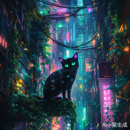 Urban Jungle of Neon Lights and Digital Shadows