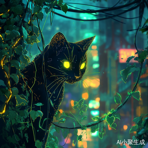 Urban Jungle of Neon Lights and Digital Shadows