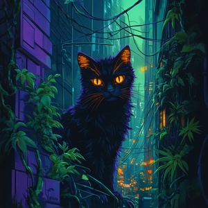 Urban Jungle of Neon Lights and Digital Shadows