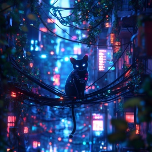Urban Jungle of Neon Lights and Digital Shadows