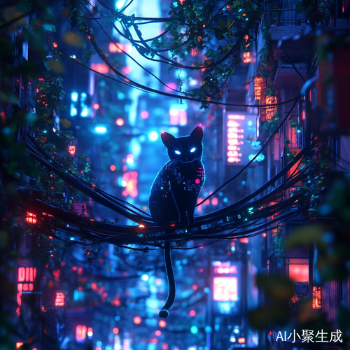 Urban Jungle of Neon Lights and Digital Shadows