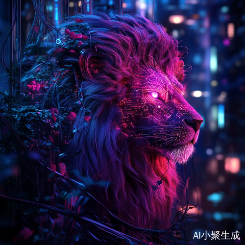 Urban Jungle of Neon Lights and Digital Lions