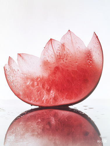 Minimalist Watermelon and Lotus in Macro Photography by William Fang