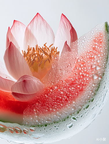 Minimalist Watermelon and Lotus in Macro Photography by William Fang