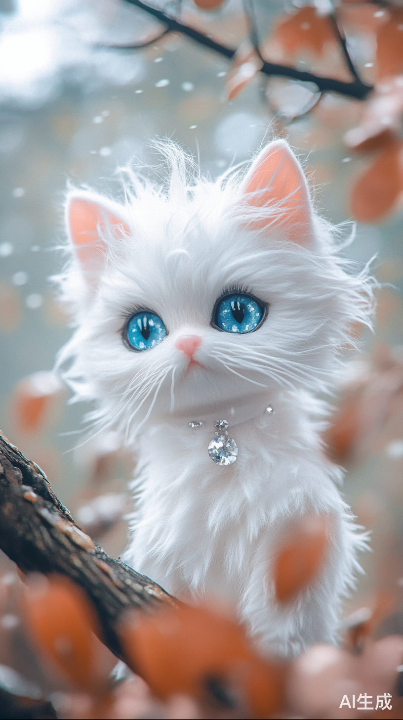 白色布偶猫带钻饰在公园优雅走动的绝美瞬间