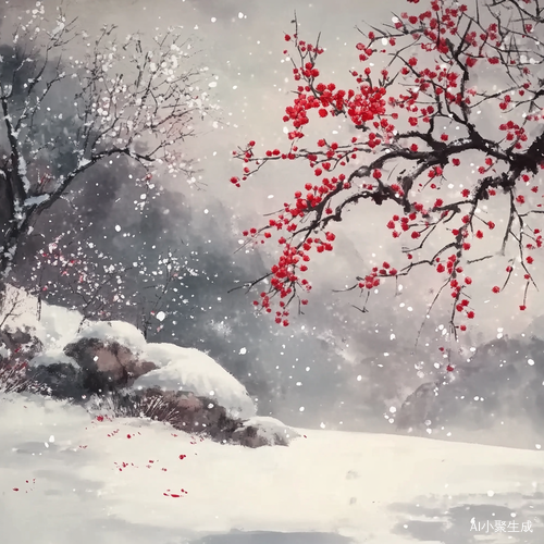 雪地梅花争春的美丽景象