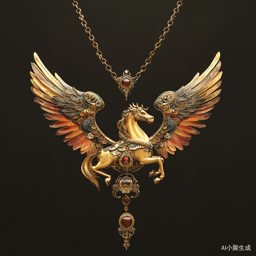 敦煌翼马金项链设计体现自由情感