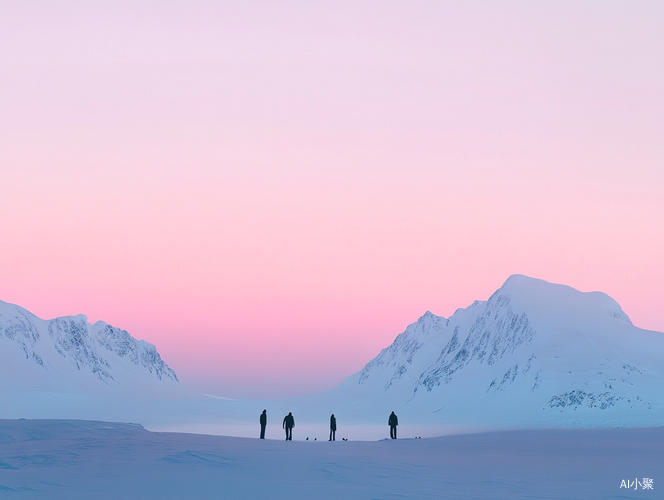 极简主义壁纸极地黄昏雪山轮廓摄影艺术