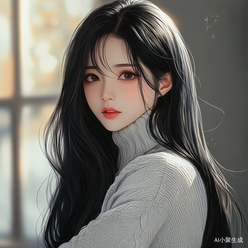 言情小说女主黑色长发极美青春氛围全身图