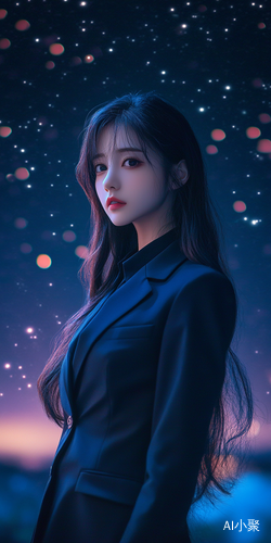 Aesthetic Portrait of a Playful Chinese Girl in Suit and Anime Style