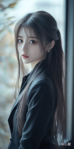 Aesthetic Portrait of a Playful Chinese Girl in Suit and Anime Style