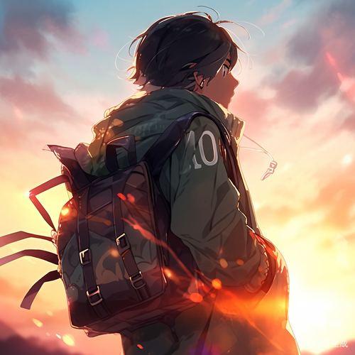 少年远望黎明背影衣服印19号和ZJY