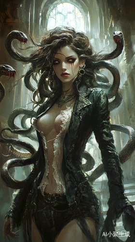美杜莎魔幻生物的神秘形象特写
