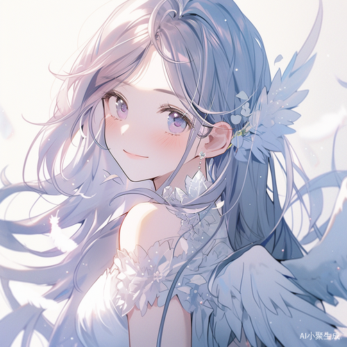 蓝色天使般的长发女生浅笑看向观众