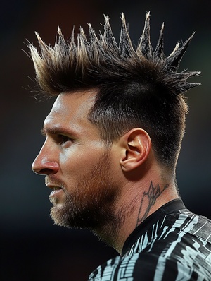 Lionel Messi wears a punk style mohawk hairstyle v 6.0