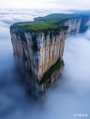 高耸悬崖与云雾缭绕的壮丽自然美景