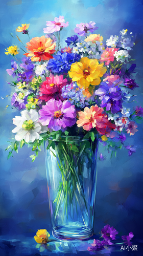 Tranquil Beauty of Vibrant Flowers in a Glass Vase